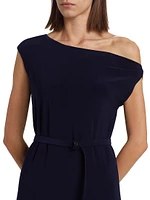 Belted One-Shoulder Gown