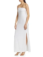 Strapless Side Slit Column Gown