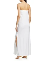 Strapless Side Slit Column Gown