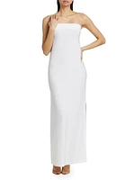 Strapless Side Slit Column Gown