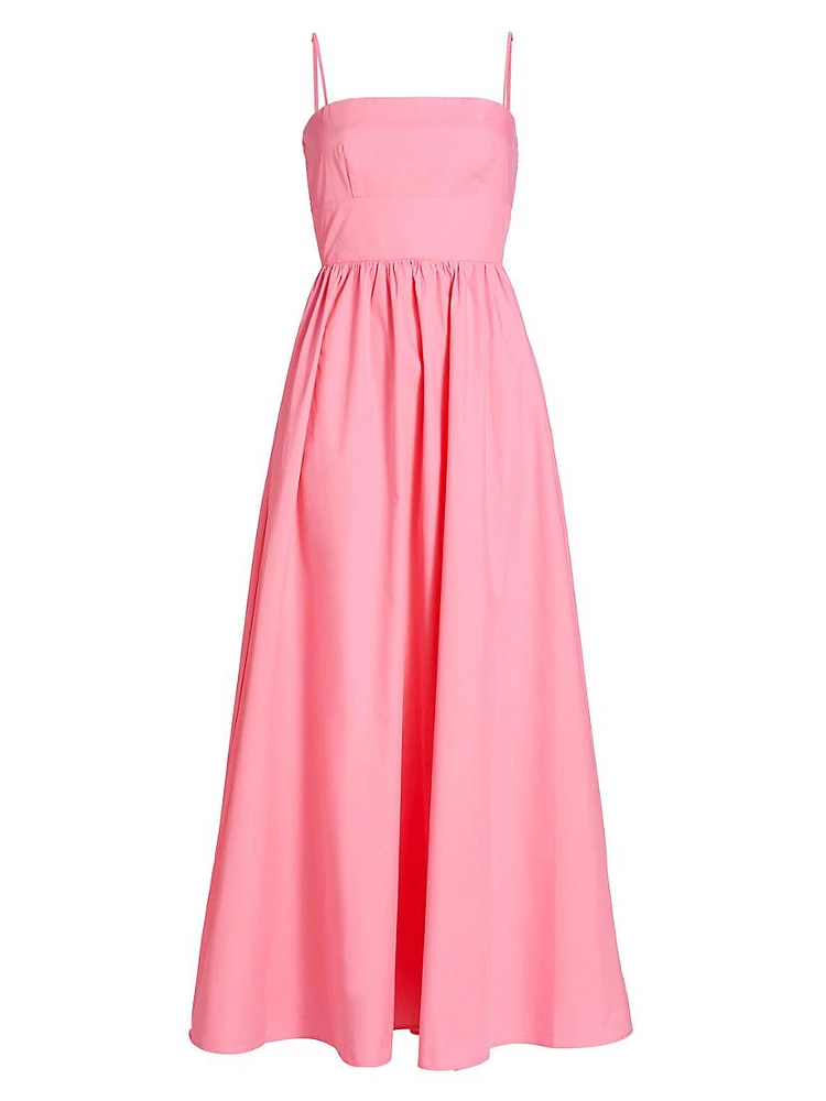 Poplin Smocked-Back Maxi Dress