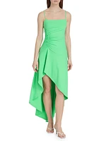 String Gathered Jersey High-Low Dress