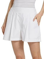 Pleated Cotton Poplin Pull-On Shorts