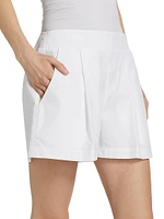 Pleated Cotton Poplin Pull-On Shorts