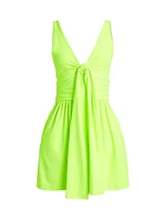 Ruched Tie-Front Romper