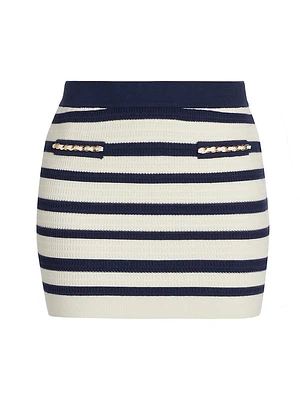 Emmy Striped & Chain-Link Miniskirt