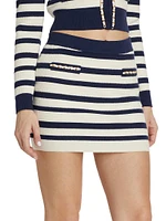 Emmy Striped & Chain-Link Miniskirt