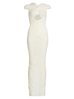 Nasha Ruched Twisted Cut-Out Maxi Dress