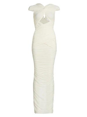 Nasha Ruched Twisted Cut-Out Maxi Dress