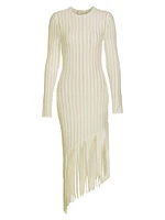 Galya Asymmetric Fringed Midi-Dress