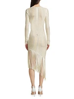 Galya Asymmetric Fringed Midi-Dress