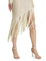 Galya Asymmetric Fringed Midi-Dress