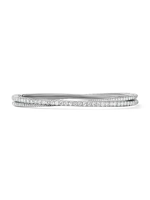 Pavé Crossover Two Row Bracelet 18K White Gold