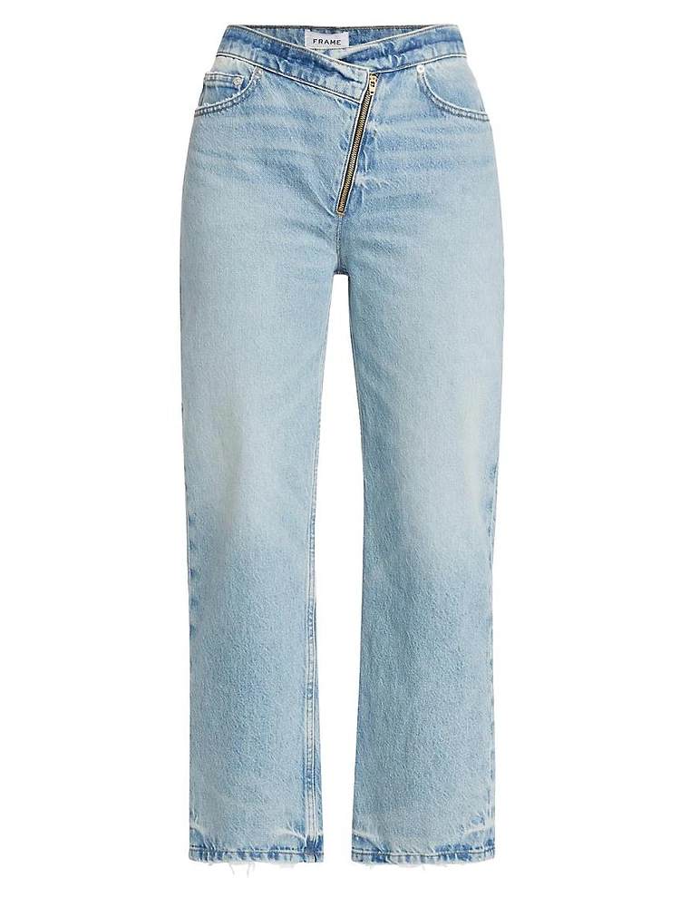 Le Jane Asymmetric Zip Crop Jeans