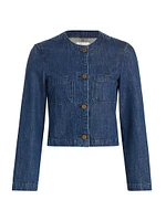 Collarless Denim Jacket