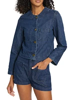 Collarless Denim Jacket