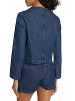 Collarless Denim Jacket