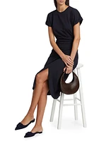 Cotton Wrap-Style Midi-Dress