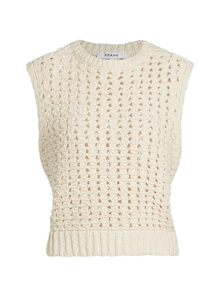 Cotton Crochet Sleeveless Sweater