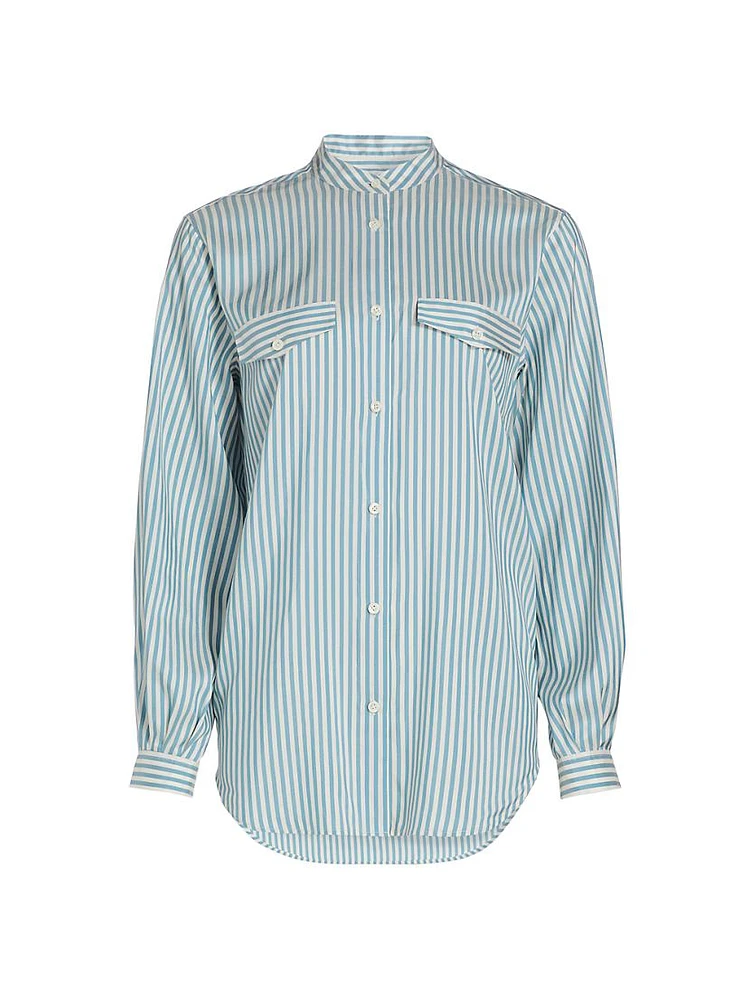 Femme Pocket Striped Silk Shirt