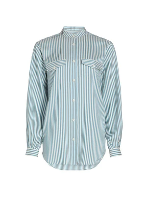 Femme Pocket Striped Silk Shirt