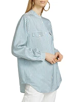 Femme Pocket Striped Silk Shirt