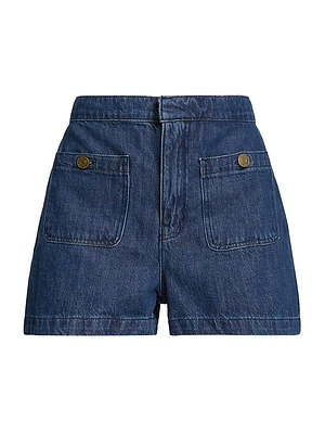 Patch-Pocket Denim Shorts