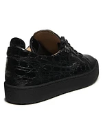 Embossed-Leather Sneakers