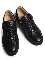 Embossed-Leather Sneakers