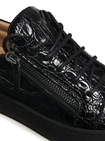 Embossed-Leather Sneakers