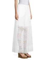 Cotton Eyelet Wide-Leg Pants