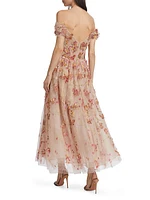 Floral Off-The-Shoulder Cocktail Maxi Dress