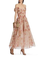 Floral Off-The-Shoulder Cocktail Maxi Dress