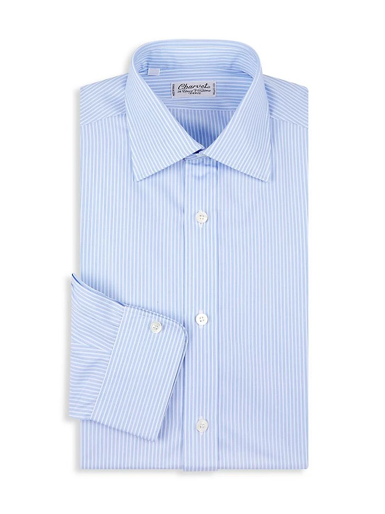 Pinstriped Cotton Dress Shirt