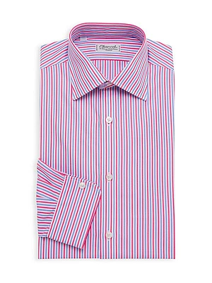 Striped Cotton Chambray Dress Shirt