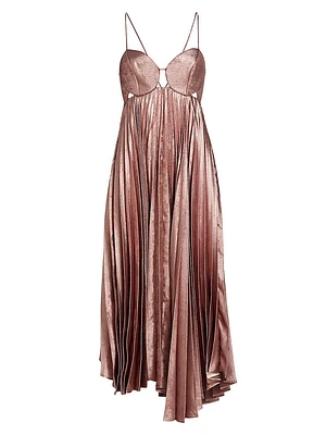 Willcocks Metallic Pleated Midi-Dress