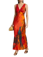 Lush Silk & Mesh V-Neck Slipdress