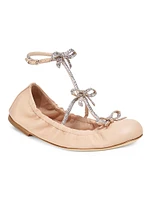 Triple Bow Crystal-Embellished Ballet Flats