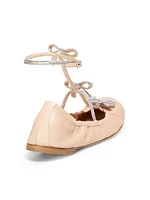 Triple Bow Crystal-Embellished Ballet Flats