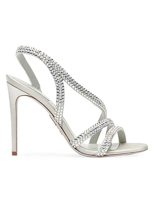 Juniper 105MM Crystal-Embellished Satin Slingback Sandals