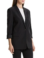 Rolled-Sleeve One-Button Blazer