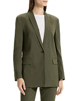 Rolled-Sleeve One-Button Blazer