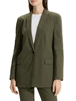 Rolled-Sleeve One-Button Blazer