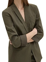 Rolled-Sleeve One-Button Blazer