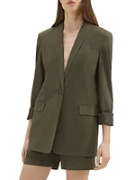 Rolled-Sleeve One-Button Blazer