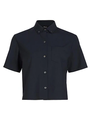 Wool Boxy Short-Sleeve Shirt