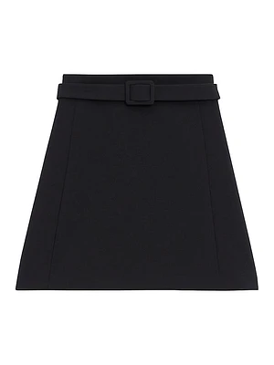 Crepe Belted Miniskirt