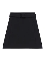 Crepe Belted Miniskirt