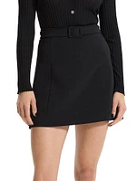 Crepe Belted Miniskirt