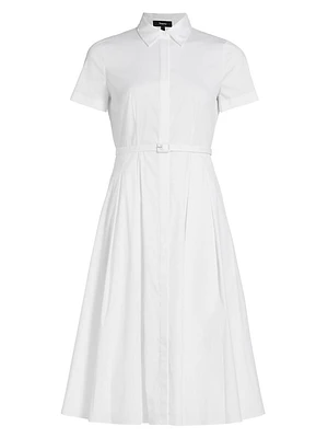 Belted Cotton-Blend Shirtdress